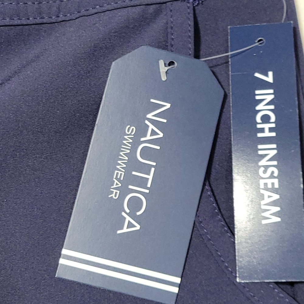 Nautica Board Swim Shorts Women Medium Navy Blue 7" Inseam Pockets Quick Dry NEW - Picture 3 of 14